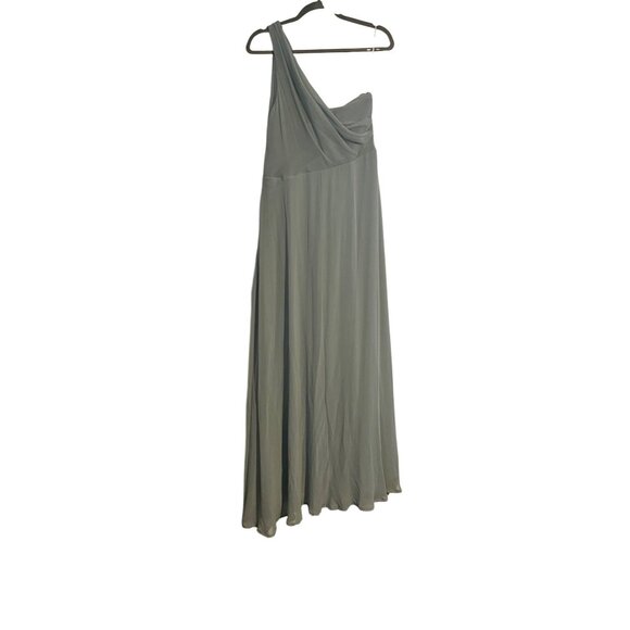 Birdy Grey Sage Green One-Shoulder Chiffon Maxi Dress Women XL Evening Gown Y2K - Picture 2 of 16